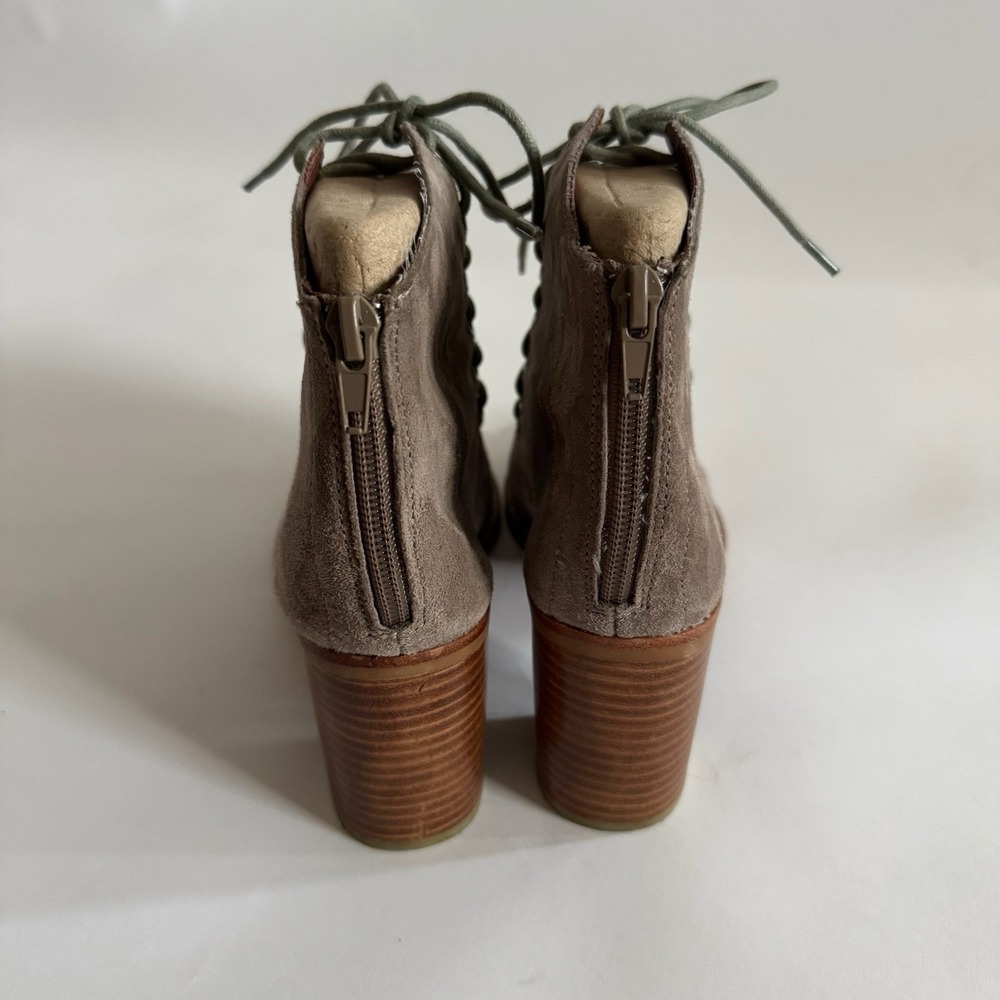 Jeffrey Campbell Cors Lace Up Suede Heeled Peep Toe Booties 8.5 Anthropologie - Picture 4 of 8